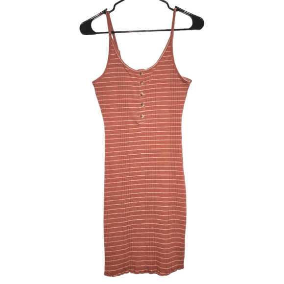 Set of 2 Arizona Jean Co. Blue & Orange Ribbed Striped Tank Mini Dress Size M - Picture 2 of 13